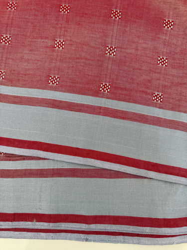 ShopNaya Exclusive | Handwoven | Cotton & Zari Mix Saree | Basket Weave | No Blouse | Metallic Reddish Pink | Silver Zari | Ships from California